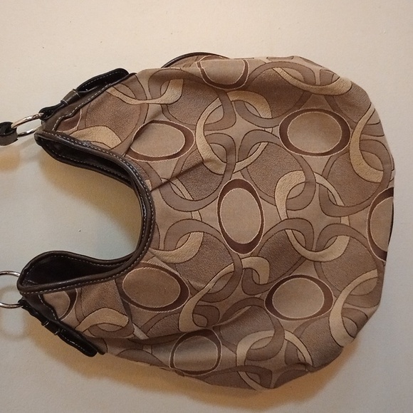 SHOULDER STRAP SACK STYLE PURSE, BROWN & CREAM, EUC - Picture 2 of 7